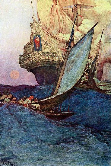 Howard Pyle An Attack on a Galleon oil painting picture